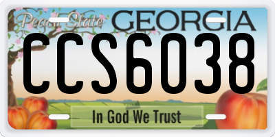 GA license plate CCS6038