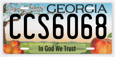 GA license plate CCS6068