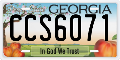 GA license plate CCS6071