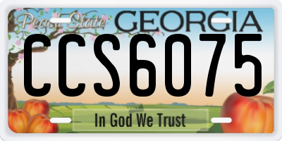 GA license plate CCS6075