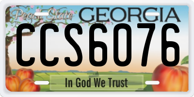 GA license plate CCS6076