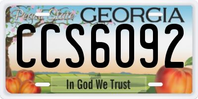 GA license plate CCS6092
