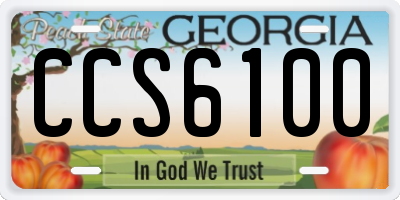 GA license plate CCS6100