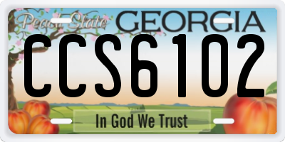 GA license plate CCS6102