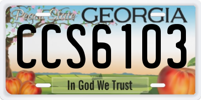 GA license plate CCS6103
