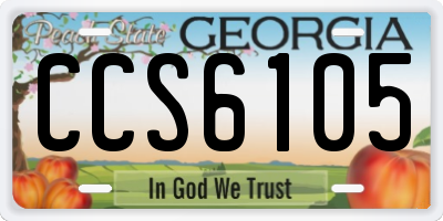 GA license plate CCS6105