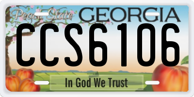 GA license plate CCS6106