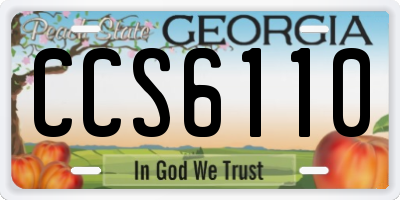 GA license plate CCS6110