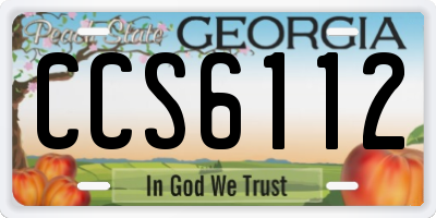 GA license plate CCS6112