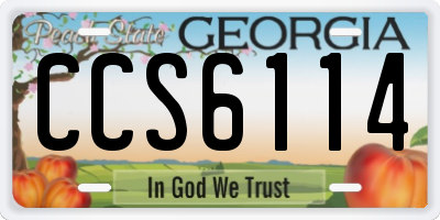 GA license plate CCS6114