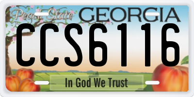 GA license plate CCS6116