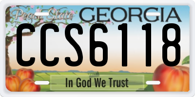 GA license plate CCS6118