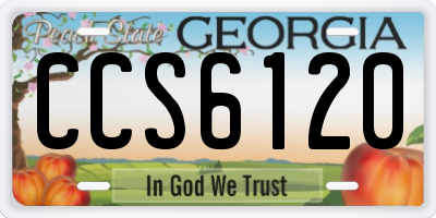 GA license plate CCS6120
