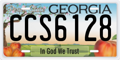 GA license plate CCS6128