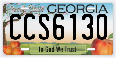 GA license plate CCS6130