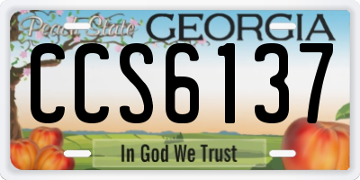 GA license plate CCS6137