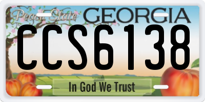 GA license plate CCS6138