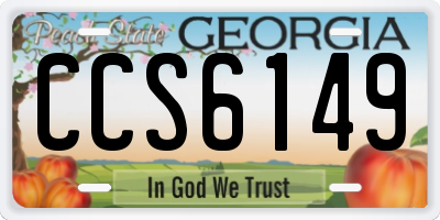 GA license plate CCS6149