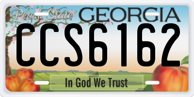 GA license plate CCS6162