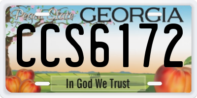 GA license plate CCS6172