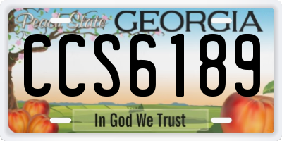 GA license plate CCS6189