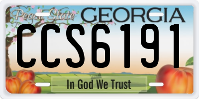 GA license plate CCS6191