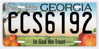 GA license plate CCS6192
