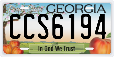 GA license plate CCS6194