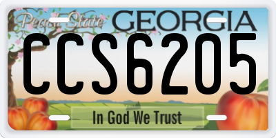 GA license plate CCS6205