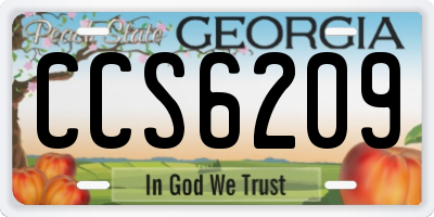 GA license plate CCS6209