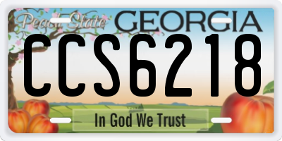 GA license plate CCS6218