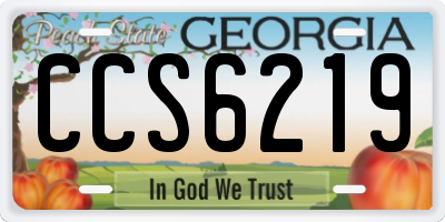 GA license plate CCS6219