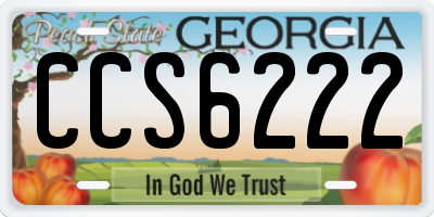 GA license plate CCS6222