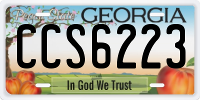 GA license plate CCS6223