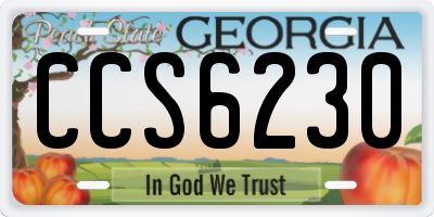 GA license plate CCS6230