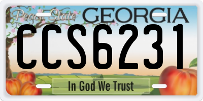 GA license plate CCS6231