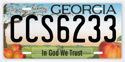 GA license plate CCS6233