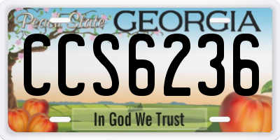 GA license plate CCS6236