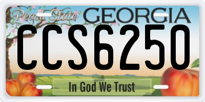 GA license plate CCS6250