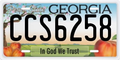 GA license plate CCS6258