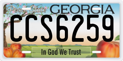 GA license plate CCS6259