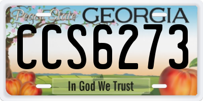 GA license plate CCS6273