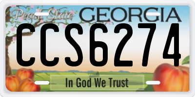 GA license plate CCS6274