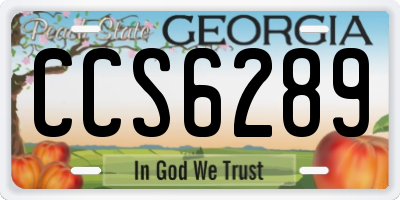 GA license plate CCS6289