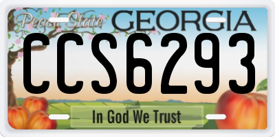 GA license plate CCS6293
