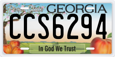 GA license plate CCS6294
