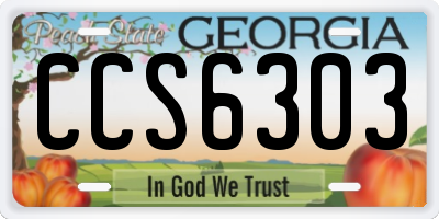 GA license plate CCS6303