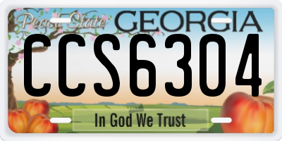 GA license plate CCS6304