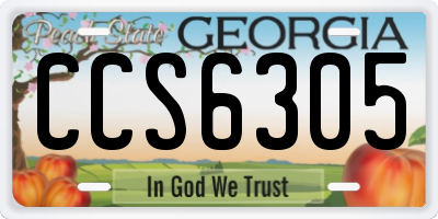 GA license plate CCS6305