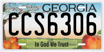 GA license plate CCS6306